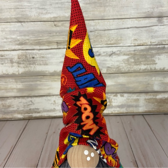 Superhero Gnome Word Graphics POW SLAM Flannel Retro Home Decor Handmade - Picture 5 of 11